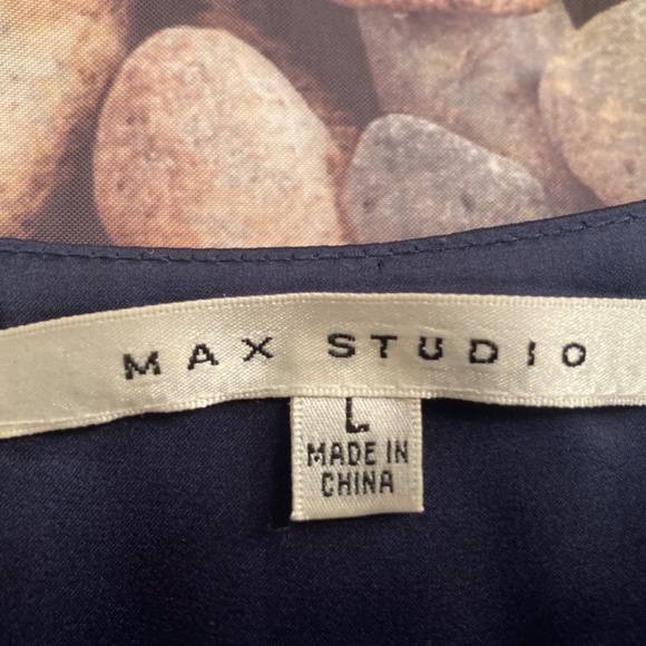 Max Studio - sz L chiffon sleeveless dress - fully lined - navy w flowers - Picture 3 of 8